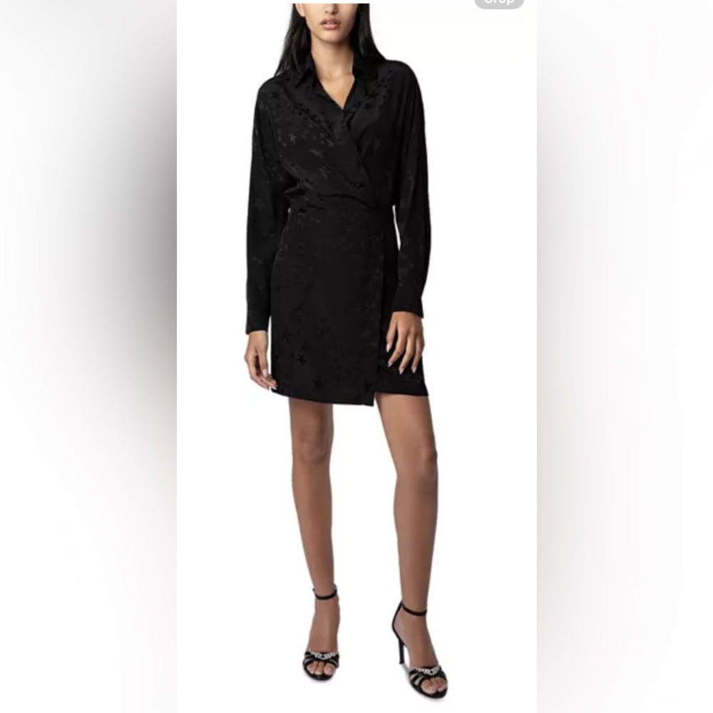 NWT Zadig & Voltaire 100% Silk Ravy Star Embossed Dress
Color:Noir Size M